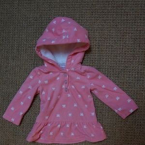 Girls Size 12mos Carter's Peachy-Pink Hooded Fleece Sweater